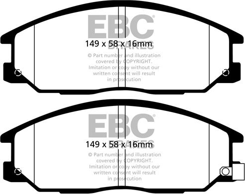 EBC Brakes DPX2049 - Тормозные колодки, дисковые, комплект avtokuzovplus.com.ua