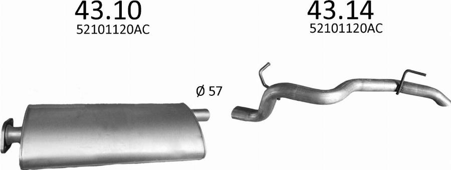 Edex 30.43 - Середній глушник вихлопних газів autocars.com.ua
