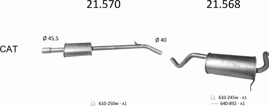 Edex 30.58 - Середній глушник вихлопних газів autocars.com.ua