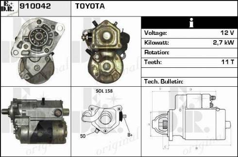 EDR 910042 - Стартер autocars.com.ua