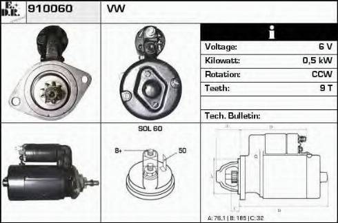 EDR 910060 - Стартер autocars.com.ua