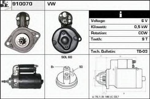 EDR 910070 - Стартер autocars.com.ua