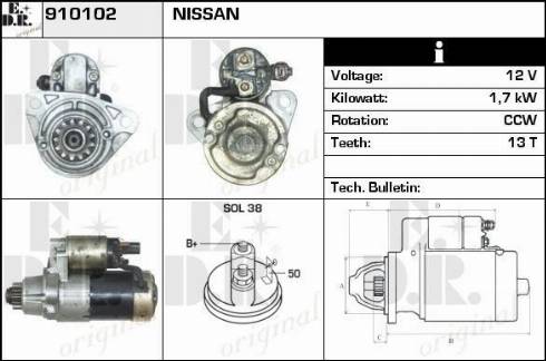 EDR 910102 - Стартер autocars.com.ua