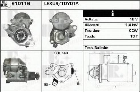 EDR 910116 - Стартер avtokuzovplus.com.ua