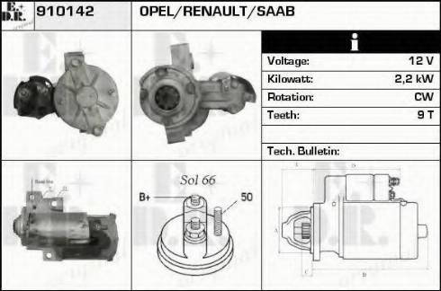 EDR 910142 - Стартер autocars.com.ua