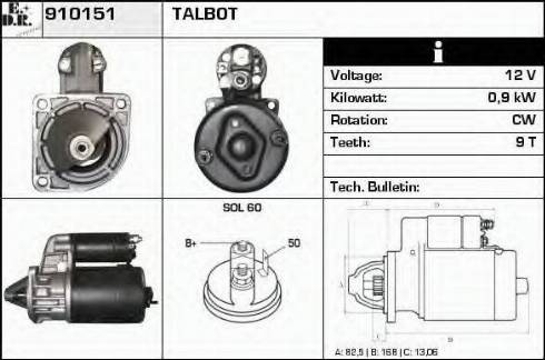 EDR 910151 - Стартер autocars.com.ua