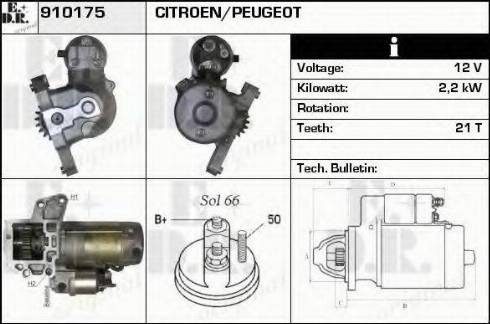 EDR 910175 - Стартер autocars.com.ua