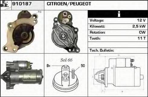 EDR 910187 - Стартер autocars.com.ua