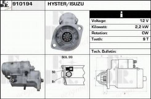 EDR 910194 - Стартер autocars.com.ua