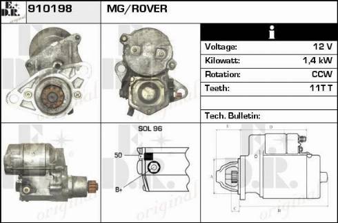 EDR 910198 - Стартер autocars.com.ua