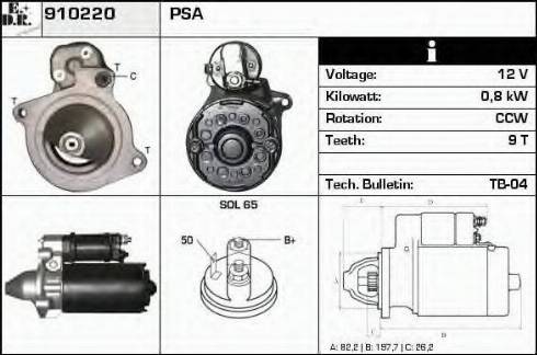 EDR 910220 - Стартер autocars.com.ua