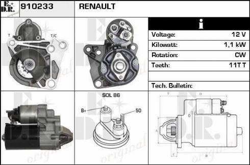 EDR 910233 - Стартер autocars.com.ua