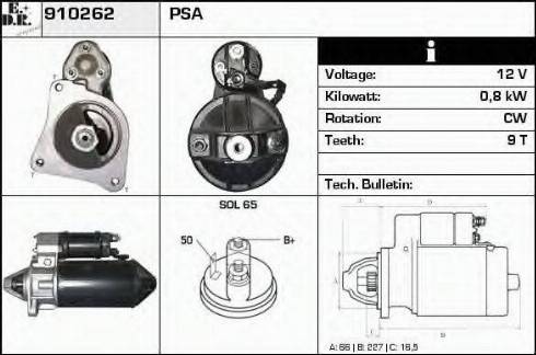 EDR 910262 - Стартер autocars.com.ua