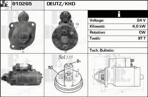 EDR 910265 - Стартер autocars.com.ua