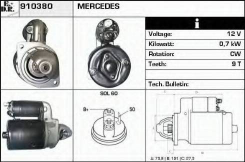 EDR 910380 - Стартер autocars.com.ua