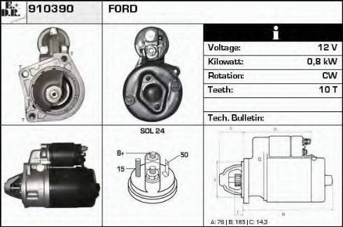 EDR 910390 - Стартер autocars.com.ua