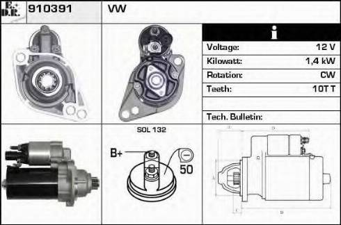 EDR 910391 - Стартер autocars.com.ua