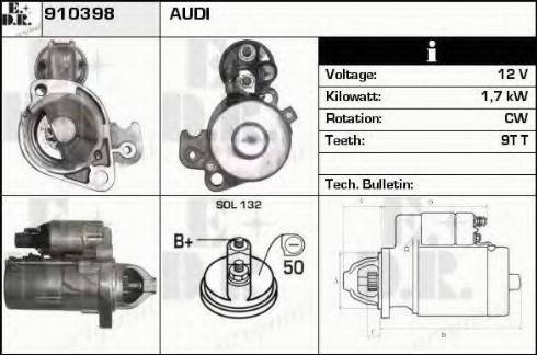 EDR 910398 - Стартер autocars.com.ua