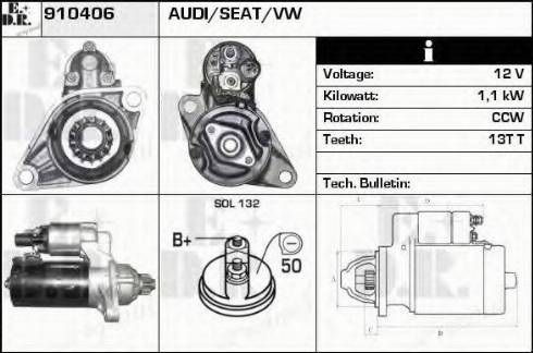 EDR 910406 - Стартер autocars.com.ua