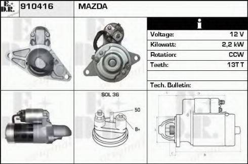 EDR 910416 - Стартер autocars.com.ua