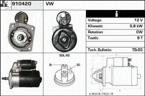 EDR 910420 - Стартер autocars.com.ua