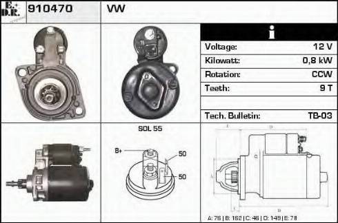 EDR 910470 - Стартер autocars.com.ua