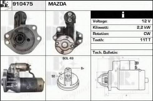 EDR 910475 - Стартер autocars.com.ua