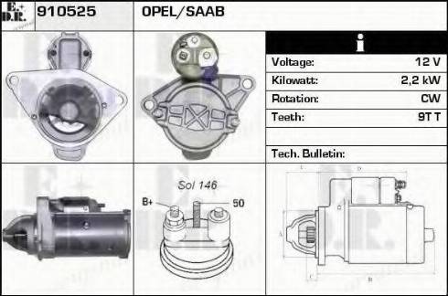 EDR 910525 - Стартер autocars.com.ua