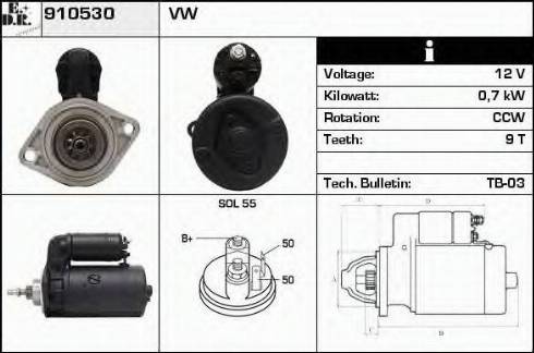 EDR 910530 - Стартер autocars.com.ua