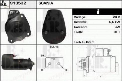 EDR 910532 - Стартер autocars.com.ua