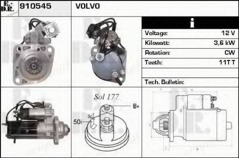 EDR 910545 - Стартер autocars.com.ua