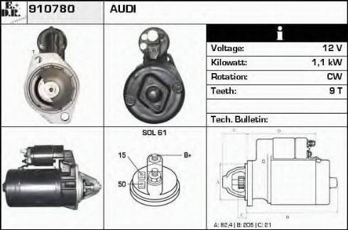 EDR 910780 - Стартер avtokuzovplus.com.ua