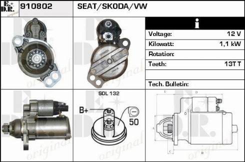 EDR 910802 - Стартер autocars.com.ua