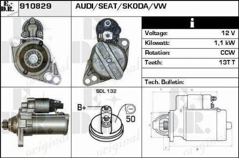 EDR 910829 - Стартер autocars.com.ua