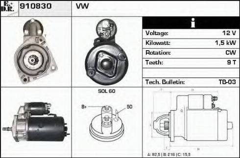 EDR 910830 - Стартер avtokuzovplus.com.ua