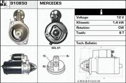 EDR 910850 - Стартер avtokuzovplus.com.ua