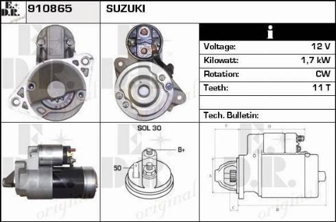 EDR 910865 - Стартер autocars.com.ua