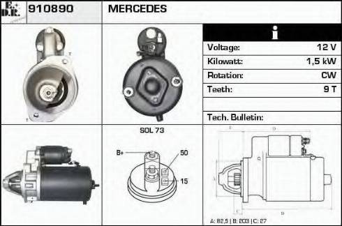 EDR 910890 - Стартер autocars.com.ua