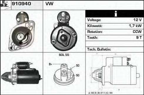 EDR 910940 - Стартер autocars.com.ua