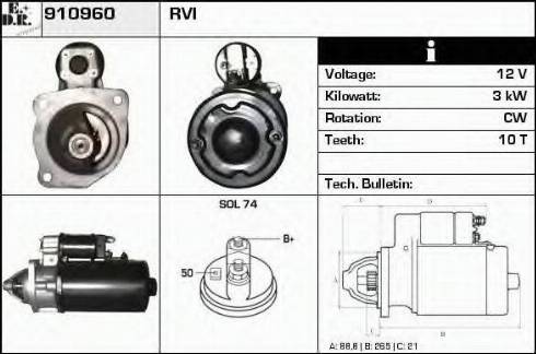 EDR 910960 - Стартер autocars.com.ua