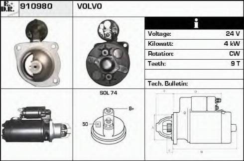 EDR 910980 - Стартер avtokuzovplus.com.ua