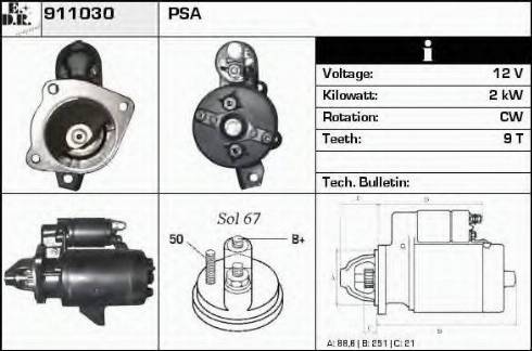 EDR 911030 - Стартер autocars.com.ua