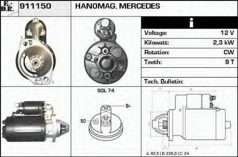 EDR 911150 - Стартер autocars.com.ua