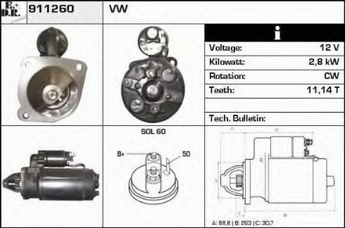 EDR 911260 - Стартер autocars.com.ua