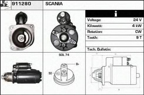 EDR 911280 - Стартер autocars.com.ua