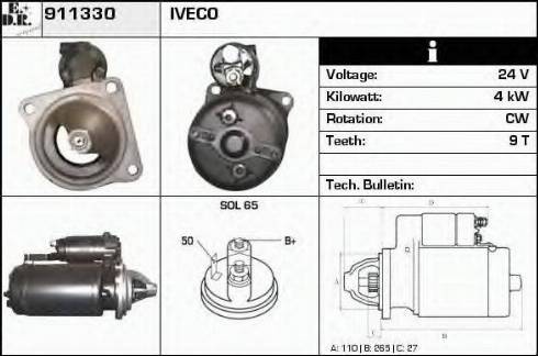 EDR 911330 - Стартер autocars.com.ua