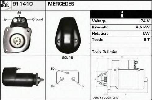 EDR 911410 - Стартер autocars.com.ua