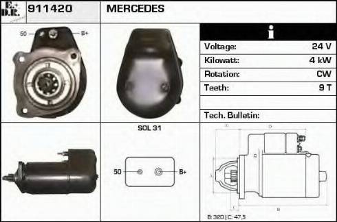 EDR 911420 - Стартер autocars.com.ua