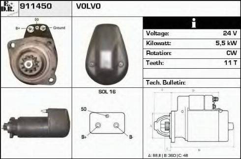 EDR 911450 - Стартер autocars.com.ua