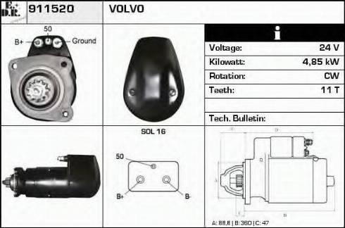 EDR 911520 - Стартер autocars.com.ua